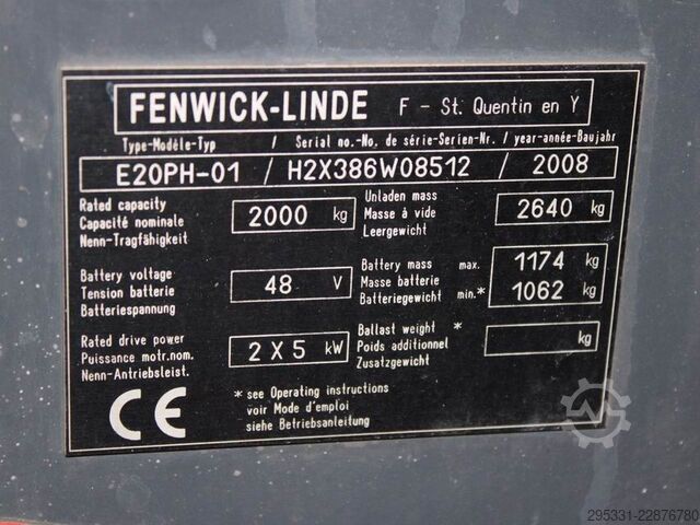 Електричний 4 -колісний навантажувач Linde E 20 PH-01  386