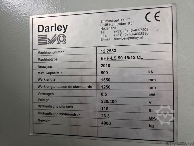 Presse plieuse DARLEY EHP LS 50 15 12 CL