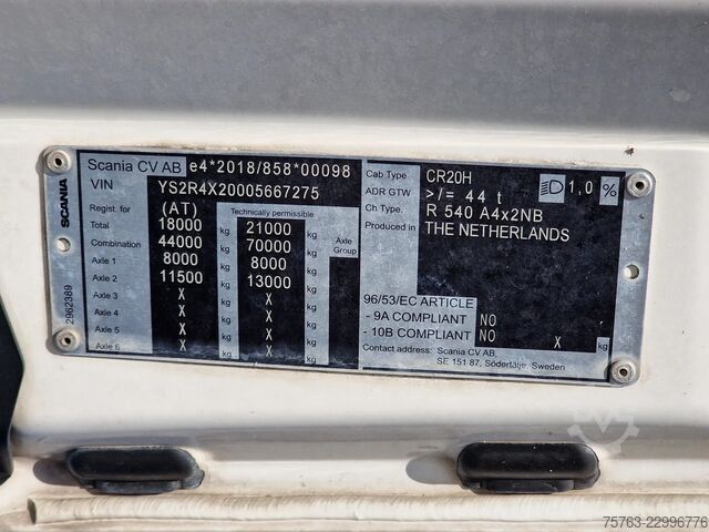 Scania R540 NGS Highline 4x2 – Retarder – Ööjahutus – Täisõhkvedrustus – Valuveljed – 2 kütusepaaki  Scania R540 NGS Highline 4x2 - Retarder - Night clima ...