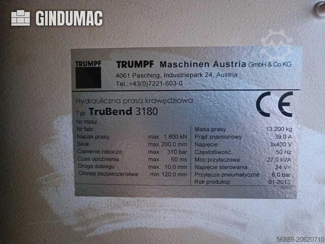 Hydraulinen puristin TRUMPF TRUBEND 3180