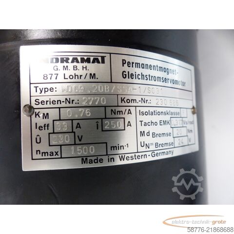  Indramat MDC9.20B / SSA-1 / S031 Gleichstrom - Servomotor SN: 2770