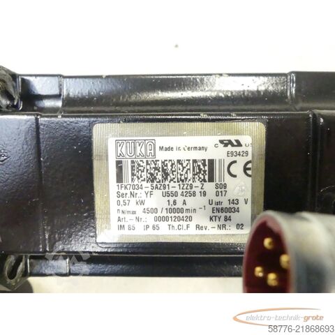  KUKA 1FK7034-5AZ91-1ZZ9 - Z Servomotor SN: YFU550425819017 - Z = S09