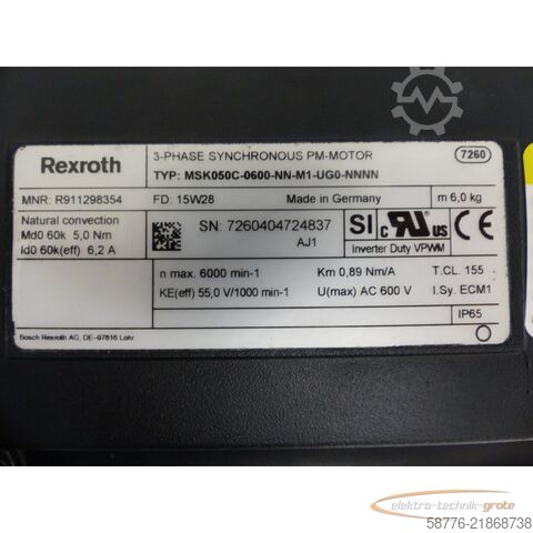 Styreenhet Rexroth MSK050C-0600-NN-M1-UG0-NNNN Servomotor SN7260404724837 - !