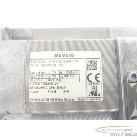  Siemens 1FK7032-5AK71-1AHA Servomotor SN YFH9628632602001