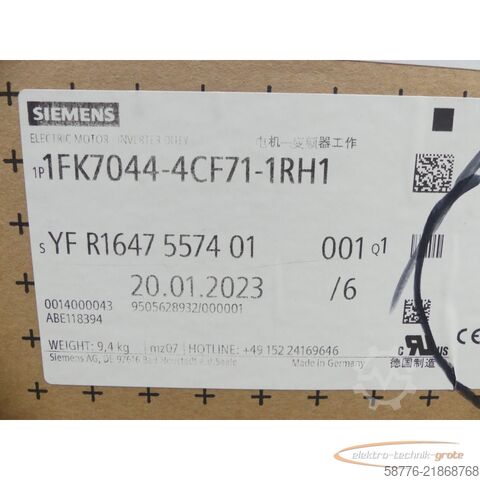 Valdymo blokas Siemens 1FK7044-4CF71-1RH1 Motor SNYFR1647557401001 --