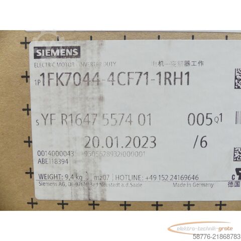 Besturingsunit Siemens 1FK7044-4CF71-1RH1 Motor SNYFR1647557401005 --
