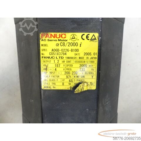 Siemens motor Siemens Fanuc A06B-0226-B100 Servo Motor SN: C051X3794