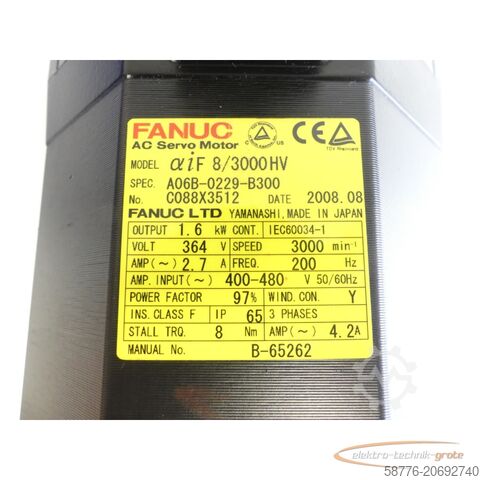 Motor fanuc Fanuc A06B-0229-B300 SN: C08XX3512 + A860-2000-T301 SN: 1179078 Pulsecoder