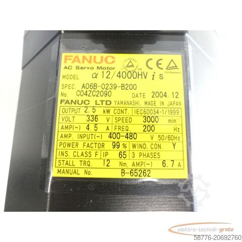 Fanuci mootor Fanuc A06B-0239-B200 AC Servo Motor SN: C04ZC2090