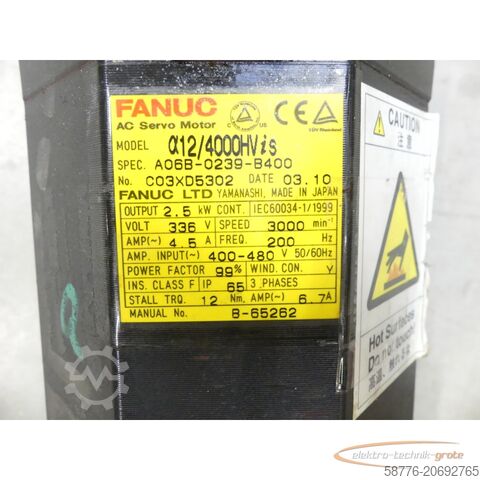 Fanuci mootor Fanuc A06B-0239-B400 AC Servo Motor SN: C03XD5302 + Pulscoder A860-2000-T301