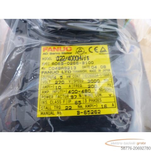 Fanuc motor Fanuc A06B-0266-B100 AC Servo Motor + A860-2000-T301 SN: C048A9213 - ! -