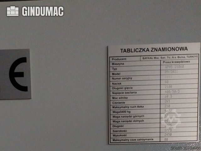 Press Brake Baykal APHS 21060