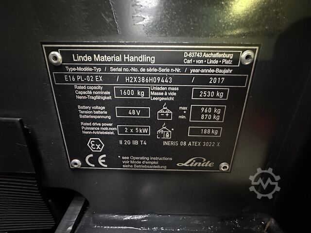E 16 PL - 386 / 02 Evo * Atex EX * Proplan 2G / Zona 1 !! NOVA baterija !! LINDE E 16 PL - 386 / 02 Evo * Atex EX * Proplan 2G / Zone 1 !! NEW battery !!