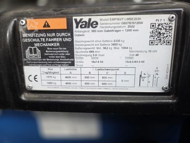 Elektrische vorkheftruck met 4 wielen Yale ERP16VT LWB
