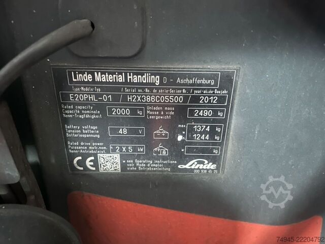 Electric 3-wheel forklift Linde E20PHL-01