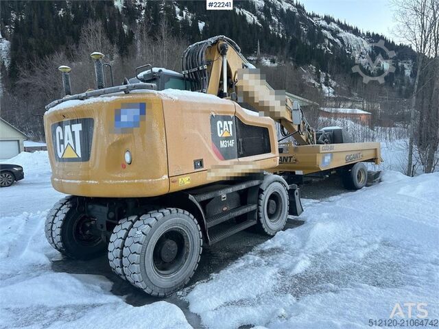 Radbagger CAT M314F wheeled excavator w/ two buckets, Gigant tra
