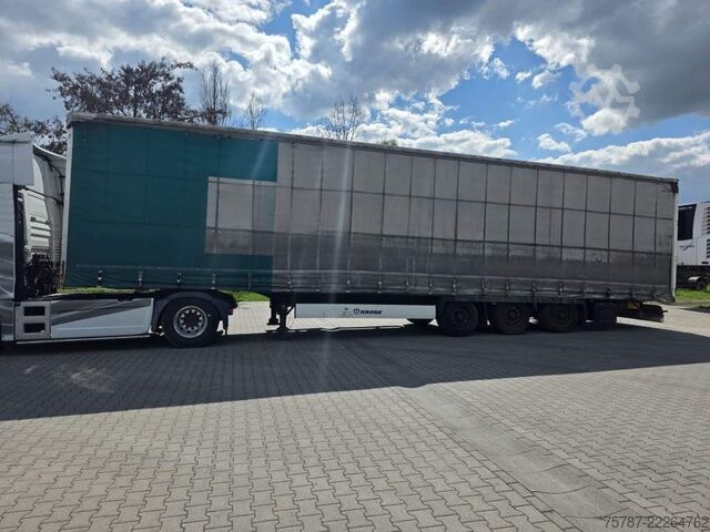 Semi-remorque bâchée KRONE Gardine Lowliner, Joloda-Schienen, Hubdach