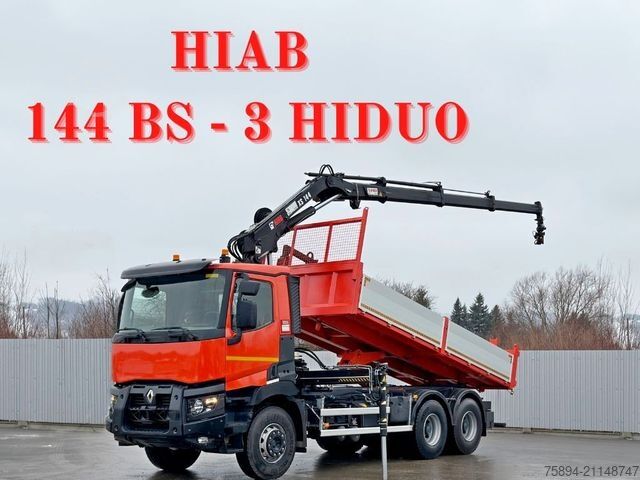 Pašizgāzējs kravas automašīna RENAULT C 430 *KIPPER 5,60m* HIAB 144 BS - 3 HIDUO* 6x4