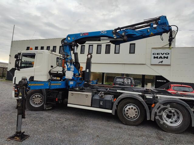 نظام ذراع الخطاف Scania P360 8x2 Tridem container Crane HIAB 244