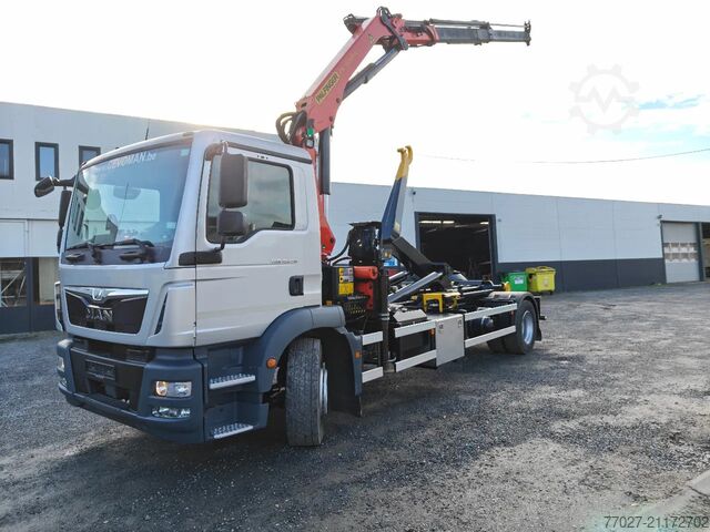 نظام ذراع الخطاف MAN TGM 18.290 Container JIMECA + Crane Palfinger P...