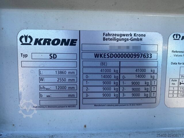  Krone N/A SD / Closed Box / Dhollandia / 1x Lift Axle