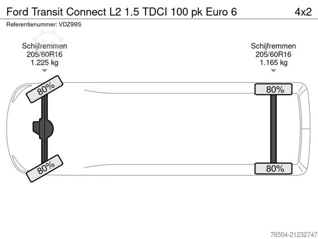 Panelová dodávka Ford Transit Connect L2 1.5 TDCI 100 pk Euro 6