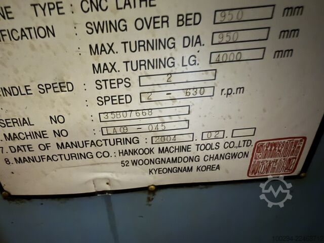 Torno Hankook 9NC x 4000 (year 2004)