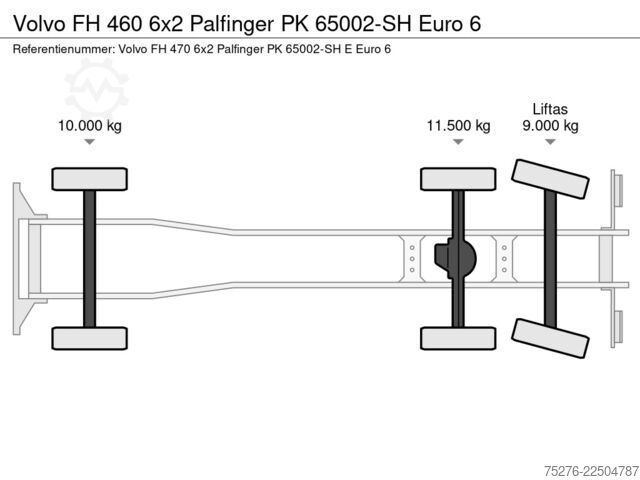 Ciężarówka z dźwigiem Volvo FH 460 6x2 Palfinger PK 65002-SH Euro 6