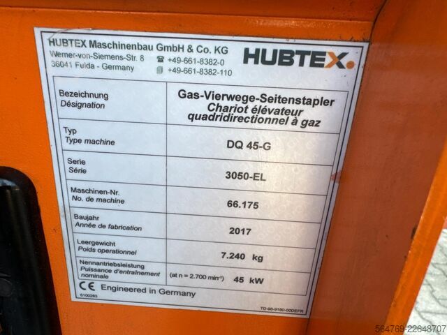 štvorcestný vysokozdvižný vozík Combilift Hubtex DQ45 G /LPG/Only 1116 hours !