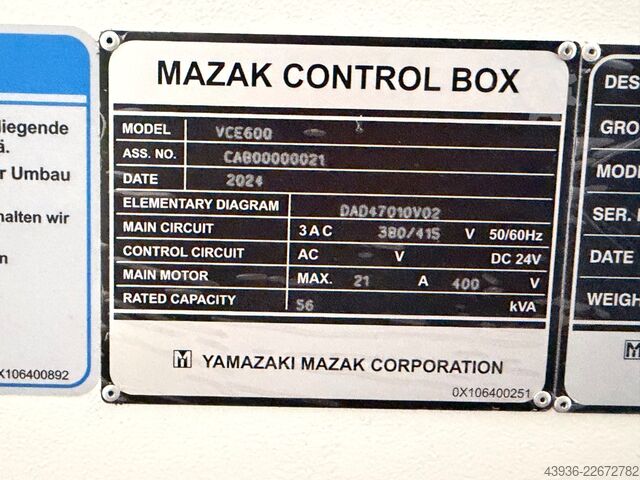 3-axis CNC machine (VMC) MAZAK - VCE-600 Mazak VCE-600