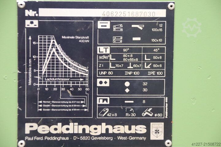 Cizalla para perfiles de acero y punzonadora, combinada 5 en 1 Peddinghaus Peddiworker 400