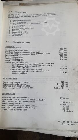 Facing lathe WMW Zerbst DP1 / S3 x 3500