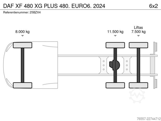 Chassis med førerhus DAF XF 480 XG PLUS 480.  EURO6. 2024