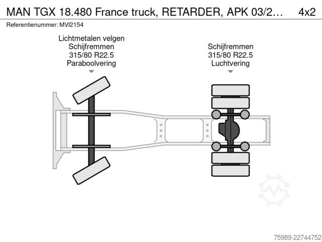 Standardni SZM MAN TGX 18.480 France truck, RETARDER, APK 03/2027,...