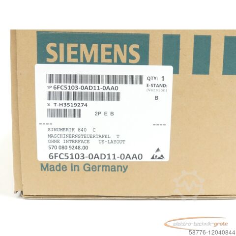 Siemens íhlutur Siemens 6FC5103-0AD11-0AA0 SN:T-H3519274 Nachfolgetyp 6FC5103-0AD01-0AA0 ungebr.