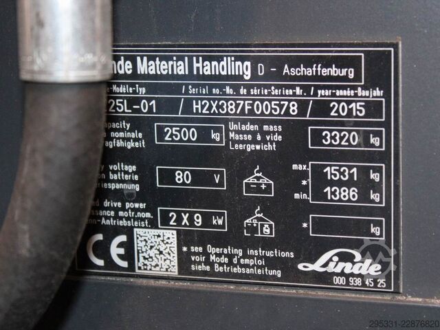 Electric 4-wheel forklift Linde E 25 L-01 387