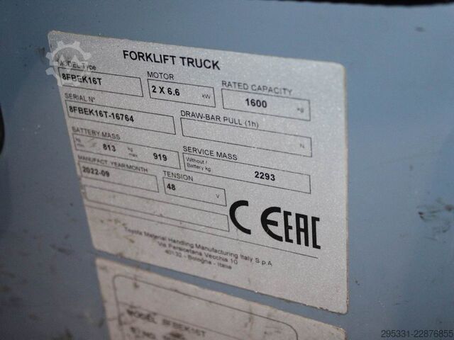 Elektriskais trīsriteņu iekrāvējs Toyota 8 FBEK 16 T