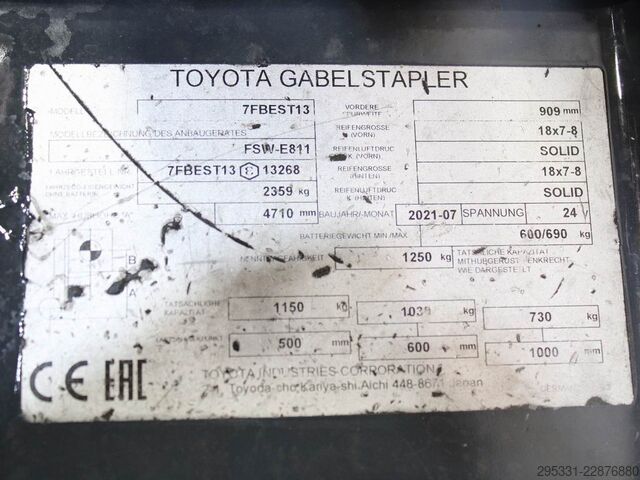 Carretilla eléctrica de 3 ruedas Toyota 7 FBEST 13