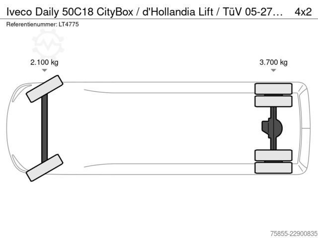 Closed box Iveco Daily 50C18 CityBox / d'Hollandia Lift / TüV 05-27