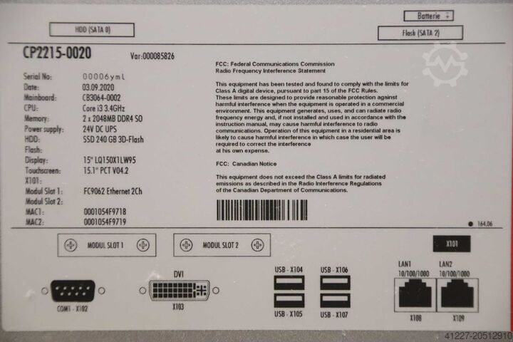 Touch Screen Panel Beckhoff CP2215-0020  15