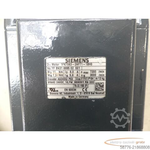 Kontrol ünitesi Siemens 1FK7063-2AF71-1BH0 SN:YFBN31899502001 generalüberh. + 12 Mon. Gewährl.