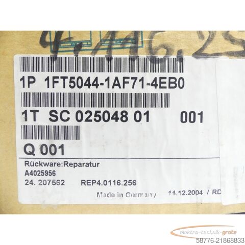Riadiaca jednotka Siemens 1FT5044-1AF71-4EB0 AC-VSA-Motor SN: 1TSC02504801 --