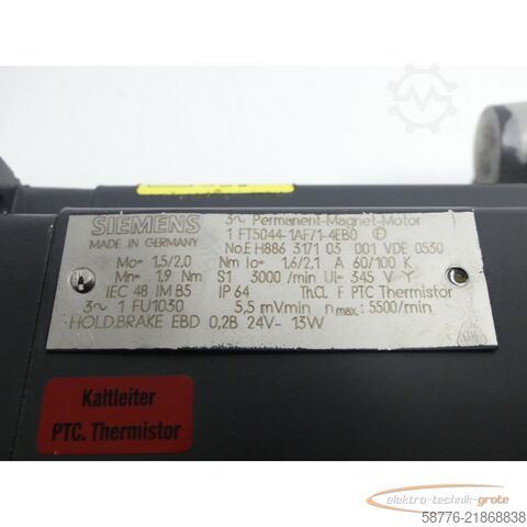 Unidade de controlo Siemens 1FT5044-1AF71-4EB0 AC-VSA-Motor SN: EH886317103001