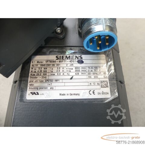 Styreenhet Siemens 1FT6044-4AF71-4DG1 Synchronservomotor SN: YFV645230105001