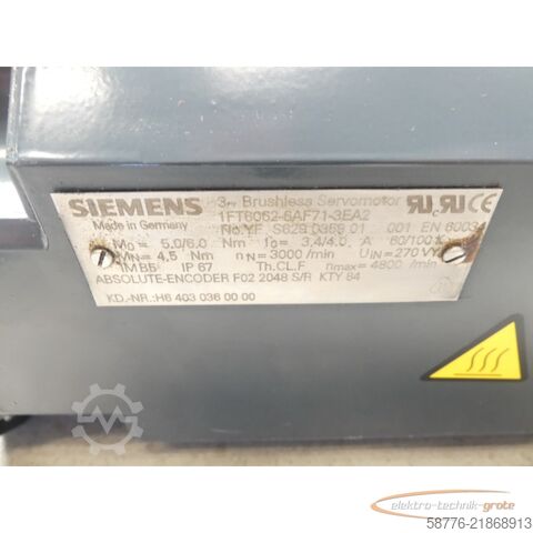 Styreenhet Siemens 1FT6062-6AF71-3EA2 Servomotor SN: YFS629035901001 -generalüberholt-