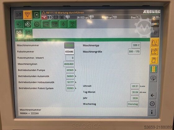 машины для литья под давлением до 1000 кН Arburg Arburg 320C 500-170 + Multilift Select 6, 2012