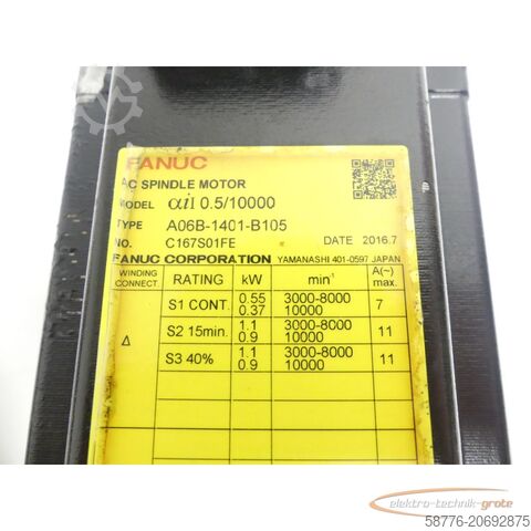 Control unit Fanuc A06B-1401-B105 AC Servo Motor SN: C167S01FE