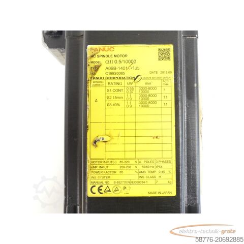 Fanuc motor Fanuc A06B-1401-B105 AC Servo Motor SN: C199S0085