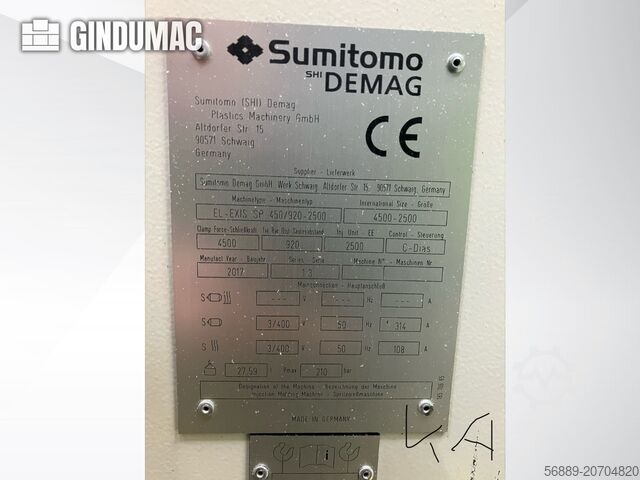 Električni stroj za injekcijsko prešanje SUMITOMO SHI DEMAG El-Exis SP 450/920-2500