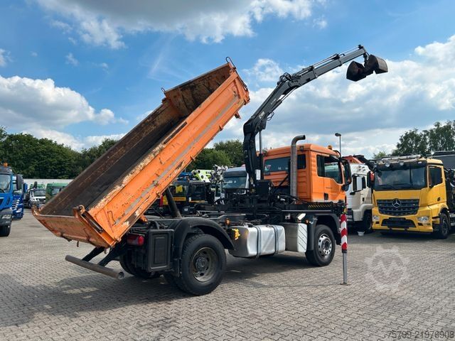 Trīspusējs kravas pašizgāzējs MAN 18.320 3Skipper mit HIAB 111 Kran + Greifer